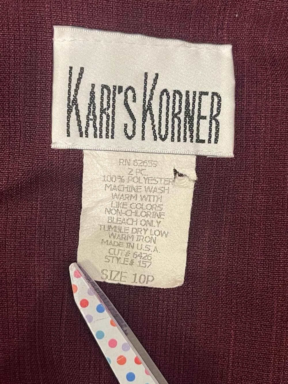 Kari's Korner Vintage 1980s Burgundy Double-Breasted Pantsuit Set Size 10P - Picture 6 of 8